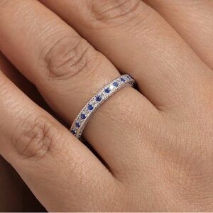 Sterling Silver Faux Blue Sapphire Ring Sz 6